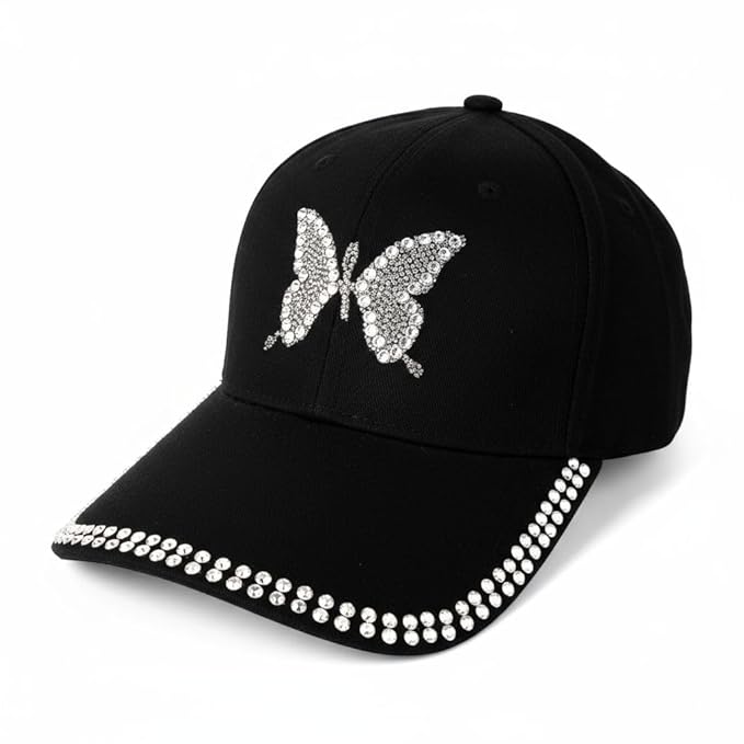 Girls Cotton Baseball Cap with Butterfly Design