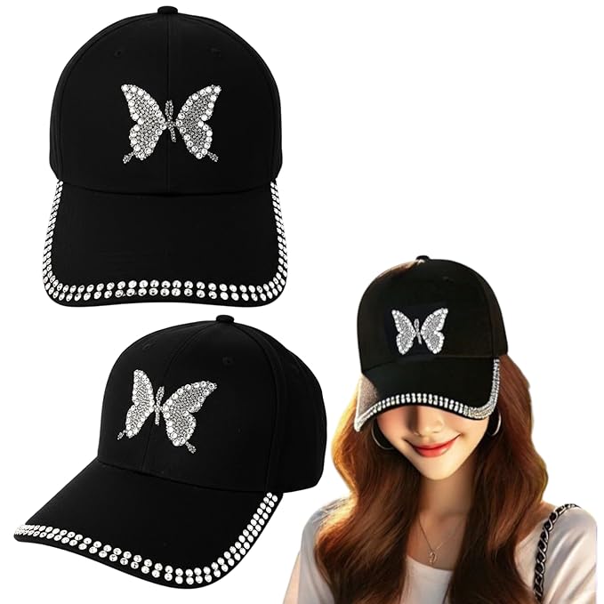 Girls Cotton Baseball Cap with Butterfly Design
